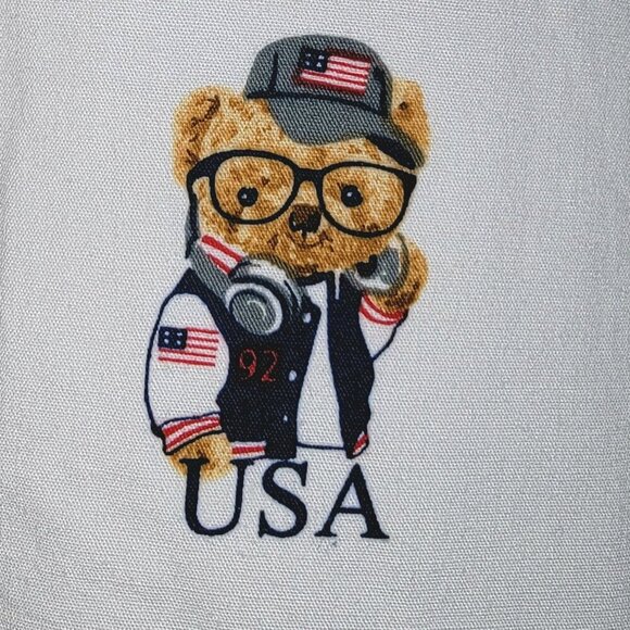 Denim & Flower Men’s USA Teddy Bear Short Sleeve Button Down Size Large & XL NWT - Picture 6 of 14